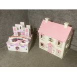 Two dolls houses, one in the form of a castle