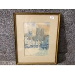 A watercolour by Victor Noble Rainbird “An Impression York” signed inscribed and dated 1932 36 x