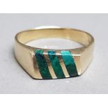 14ct gold & malachite ring, size R, 4.5g