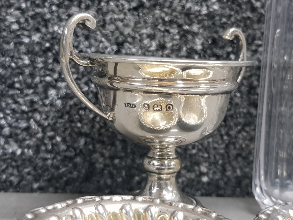 Silver cup Birmingham 1938 by s Greenberg together with 2 silver small dishes Birmingham 1902 by - Image 4 of 5