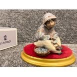 Lladro 2162 gres ‘Fish vendor’ in good condition with plinth