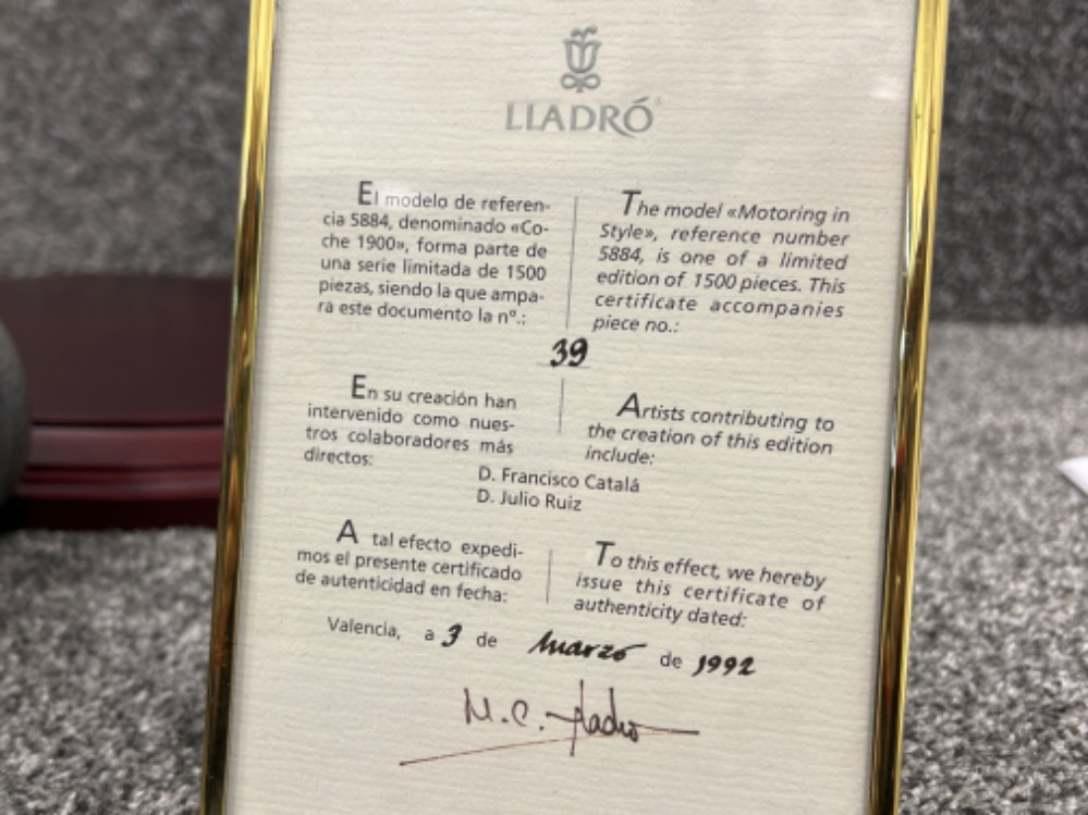 Lladro signed limited edition 5884 ‘Motoring in style’ in good condition with certificate. 39/1500 - Image 7 of 7