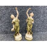 A pair of Royal Dux Grecian maidens 30cm high