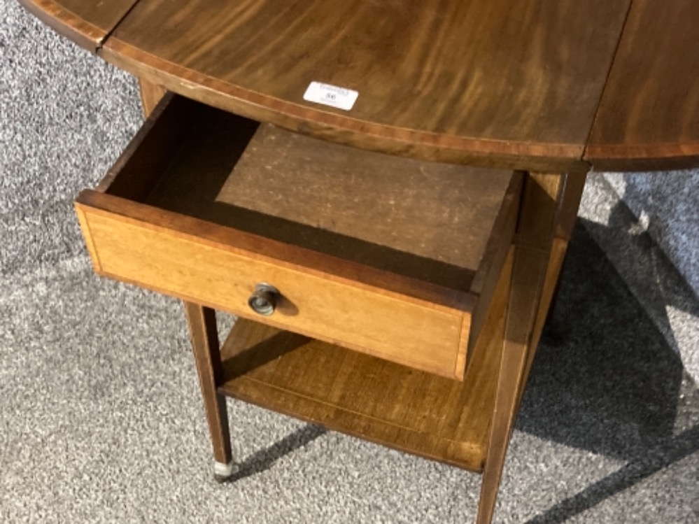 An Edwardian inlaid mahogany drop leaf hall table with under tier - Image 2 of 3