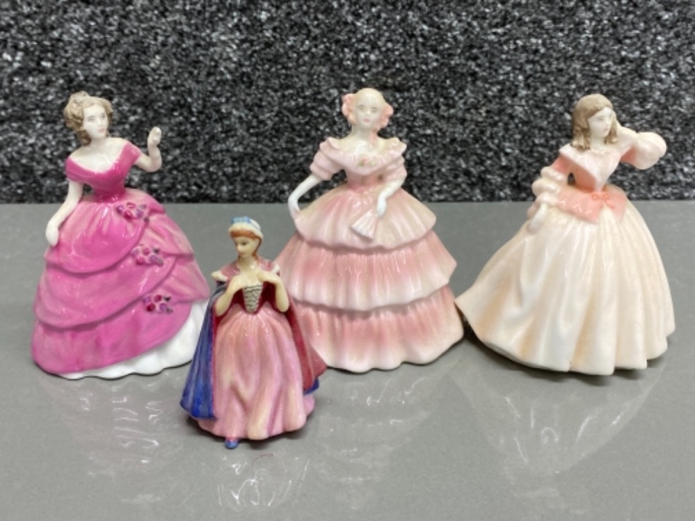 Total of 4 miniature lady figures - 3x Coalport includes Jessica, Michelle, Loe, plus 1x Royal