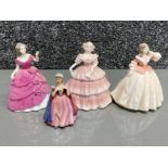 Total of 4 miniature lady figures - 3x Coalport includes Jessica, Michelle, Loe, plus 1x Royal