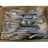 A tray of mostly Kings pattern cutlery plus other silver plated & stainless steel Sheffield cutlery