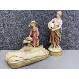 Royal Dux water carrier 28cm high and a centre piece depicting a lady watering flowers