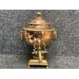 Genuine vintage copper & brass twin handled samovar, in working condition