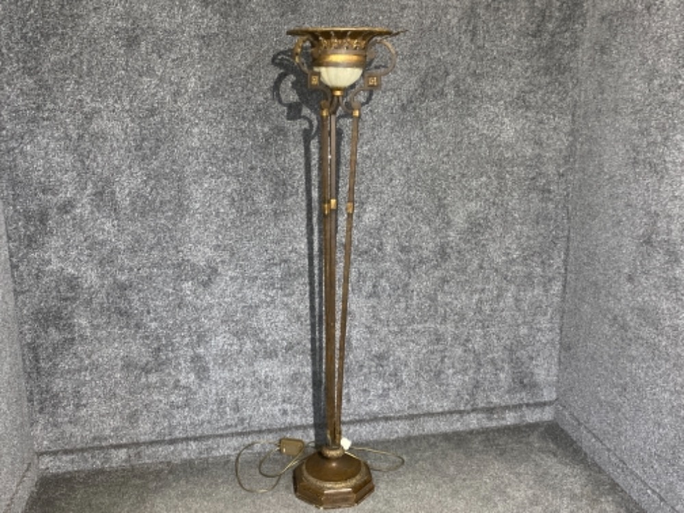 Large french empire style uplighter with glass shade