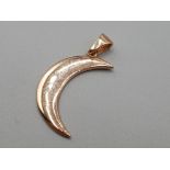 Brand new ex display 14ct rose gold crescent moon pendant, 1.5g