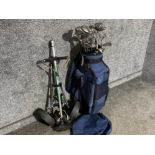 Hippo golf bag containing miscellaneous clubs including Ping, Callaway etc also includes golf