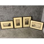 Four etchings by E Mills views of Venice