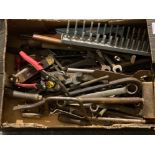 Box of miscellaneous vintage hand tools