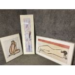 Three modern colour prints after Sanyo and K Haslinger depicting nudes etc