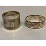Two silver napkin rings hallmarked for Birmingham, with engraved initials 46.7g