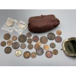 Selection of old coinage (dated early 1900s) shilling, cents, farthing etc