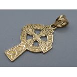 Brand new ex display 10ct gold celtic cross pendant, 1.9g