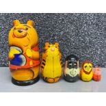 5 section hand painted Wooden Russian doll set - Winnie the Pooh themed ( 5 different