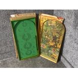 Two bagatelle boards, one by Enfield and the other forest themed, in original boxes