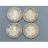 Four silver Half Crown coins dated 1907, 1915, 1918 & 1919