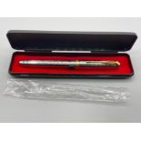 Parker silver circle sonnet range fountain pen, fine nib, new with case