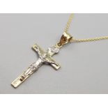 Brand new ex display 10ct gold crucifix pendant & chain, 2.9g