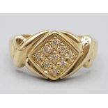 Brand new ex display 10ct gold & diamond ring, size O, 2.6g