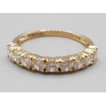 Ladies 14ct yellow gold 9 stone band 1.5g gross size K