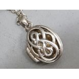 925 silver chain & celtic style locket, 9g