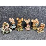 Six Pendelfin rabbits to include Aunt Ruby and Dasher