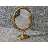 Vintage Brass oval shaped dressing table mirror