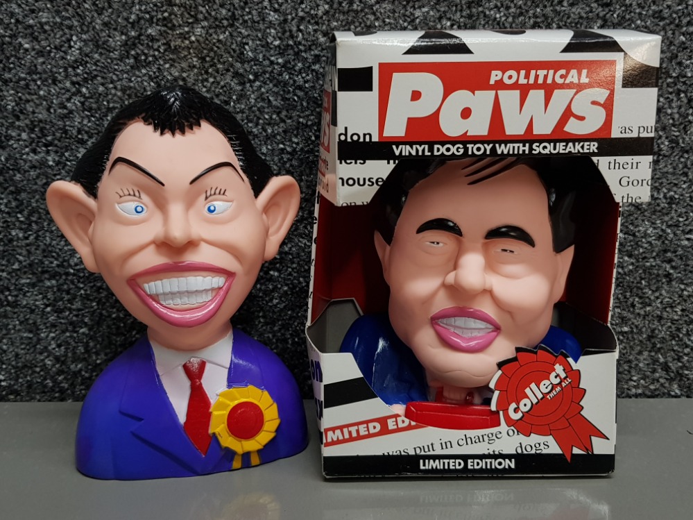 2x limited edition 'political paws' vinyl dog toys with squeaker includes Mr Brown with original box