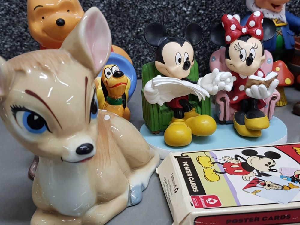 Tray lot of miscellneous Walt Disney figurines including Bambi by Wade, Minnie mouse money box, - Bild 2 aus 2