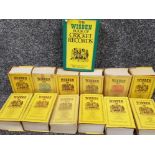 Collection of 12 Wisden Cricketers almanack books plus a copy of Wisden book of cricket records,