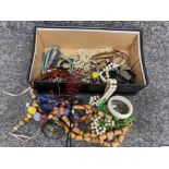 Shoe box containing costume jewellery