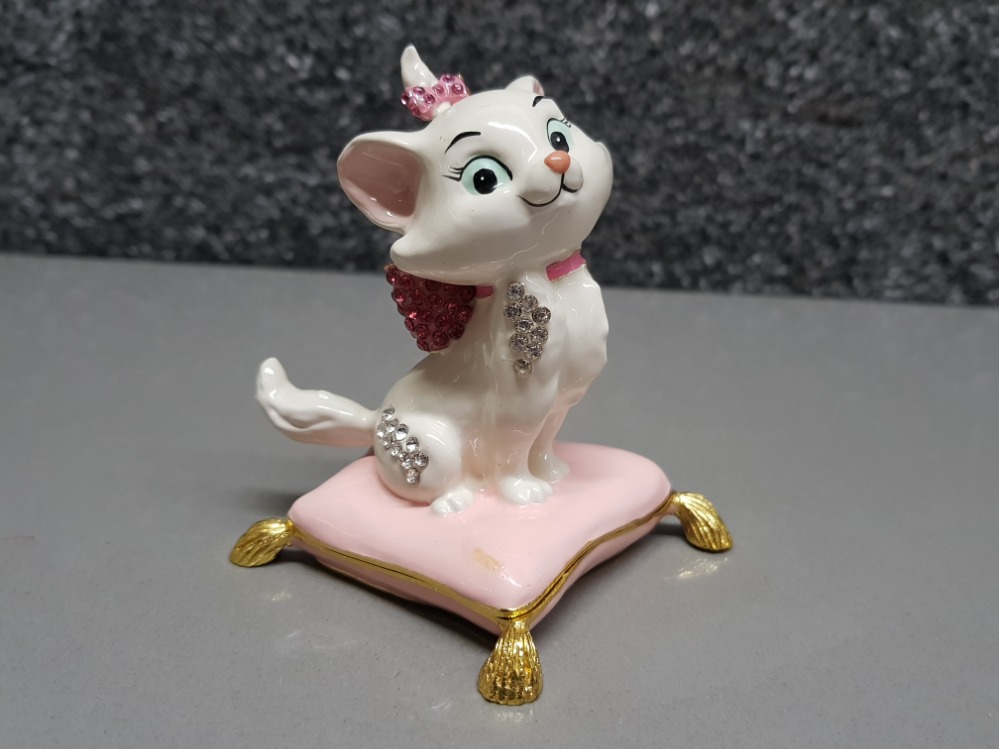 Walt Disney metal & Enamelled trinket box in the form of Marie from Walt Disney's Aristocats