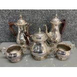 A five piece silver plated tea set by Barker Ellis