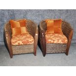 Pair of Rattan design conservatory tub chairs