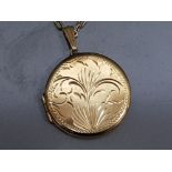 Circular Rolled Gold locket on gold plated chain