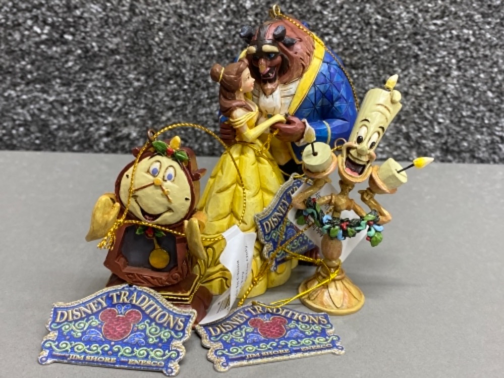 3x Disney Traditions hanging figured ornaments includes Beauty & the Beast, Cogsworth & Lumiere, all - Image 2 of 2