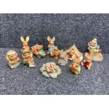 Eleven Pendelfin rabbits to include Rambler and Scout