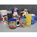 Collection of Disney Drinking glasses, mugs & large tankard also includes 2x soft toys