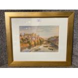 A pastel and watercolour by Walter Holmes “Durham Weirs” signed and inscribed 24 x 35cm