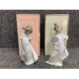 Nao by Lladro figures: I Am Pretty no 1455 and Camison Ruborosa no 1109, both in original boxes