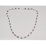 925 silver necklace set with 31 Amethyst stones, 10.3g gross