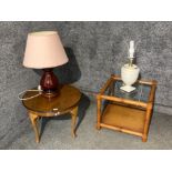Two lamp tables and two table lamps