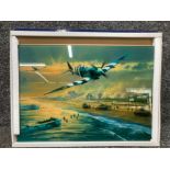 Royal Airforce Spitfire & Landings glass wall plaque 36 x 50cm, boxed