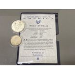 2x Official Silver coins of the United States of America World Cup 1994 Dollar & Half dollar coins