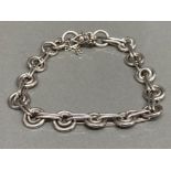 Silver circle link bracelet with safety chain 19.1g